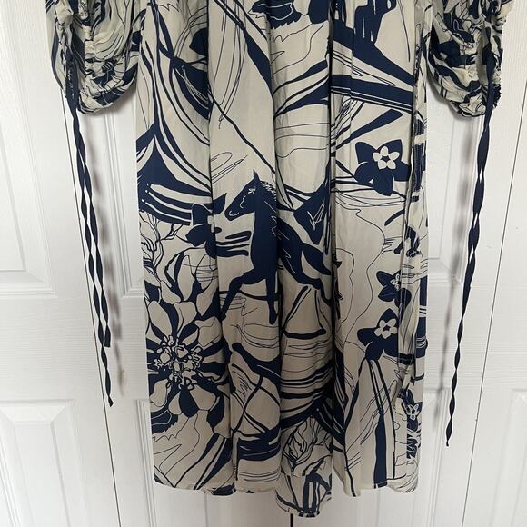 Anthropologie Beatrice B Midi Long Blue Print Dress Size 4 - Picture 3 of 10